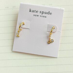 Say Yes I Do Gold Clear Huggie Earrings - Kate Spade